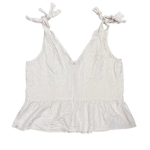 Express Linen Blend Boho Peplum Women’s Sleeveless Shirt Top Fairy Coastal Sz L - Picture 9 of 9